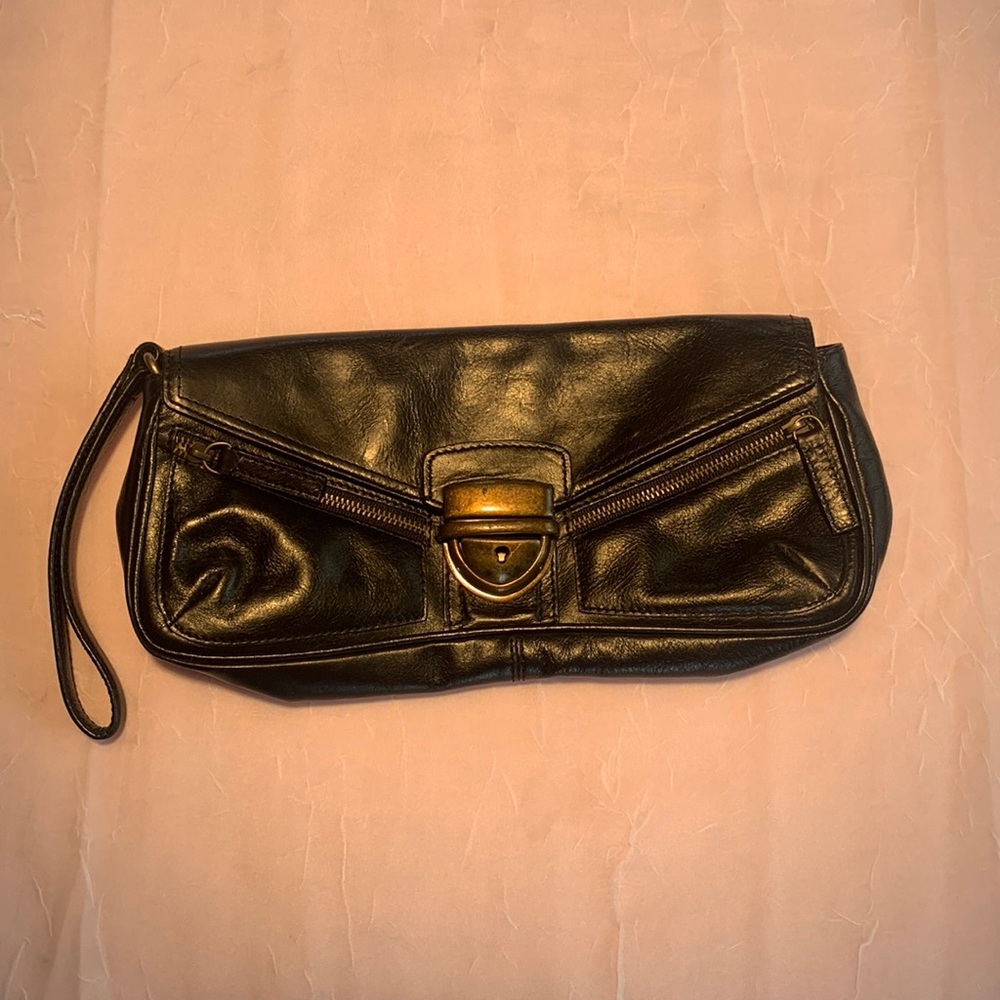 Nordstrom black leather clutch.